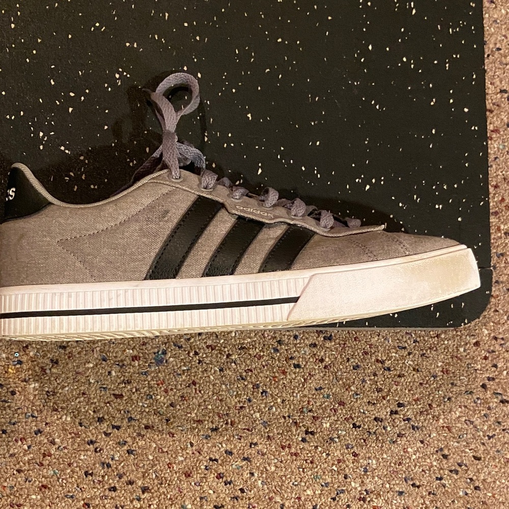 Adidas Gray Sneakers with Black Stripes men’s 9.5 - Picture 11 of 13